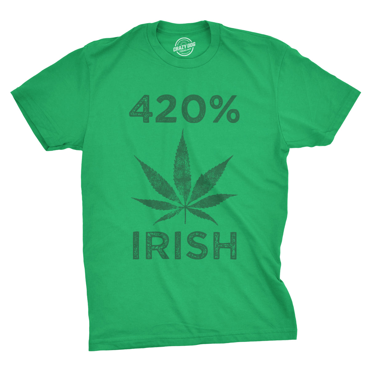 Funny Green 420% Irish Mens T Shirt Nerdy Saint Patrick&#39;s Day 420 Tee