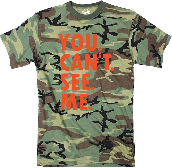 Funny Camo - Orange Ink You Can't See Me Mens T Shirt Nerdy Sarcastic Tee