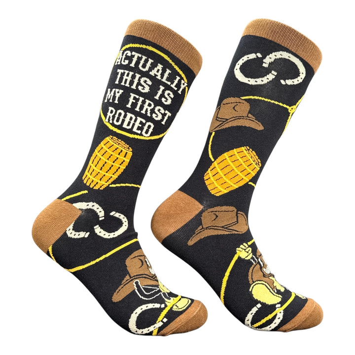 Funny First Rodeo Actually This Is My First Rodeo Sock Nerdy Tee