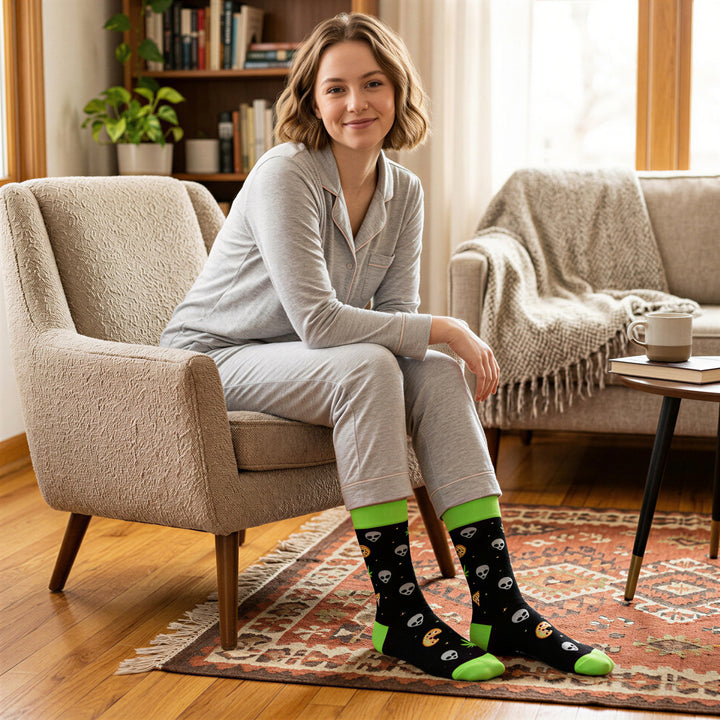 Womens Pizza Weed Alien Socks