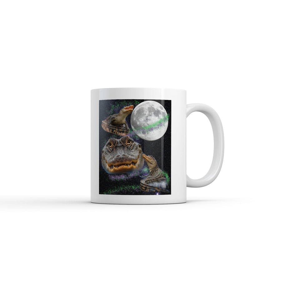 Funny White Alligators In Space Coffee Mug Nerdy animal space Tee