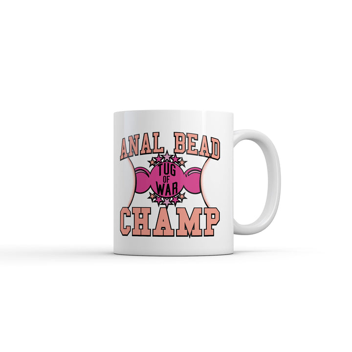 Funny White Anal Bead Tug Of War Champ Coffee Mug Nerdy sex offensive Tee
