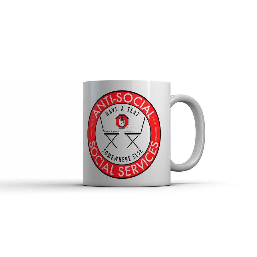 Funny White Anti Social Social Services Mug Coffee Mug Nerdy introvert Tee