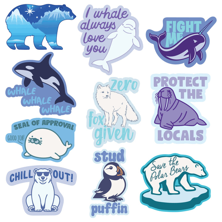 Funny Multi - Arctic Animals Arctic Animals Stickers Nerdy animal Tee