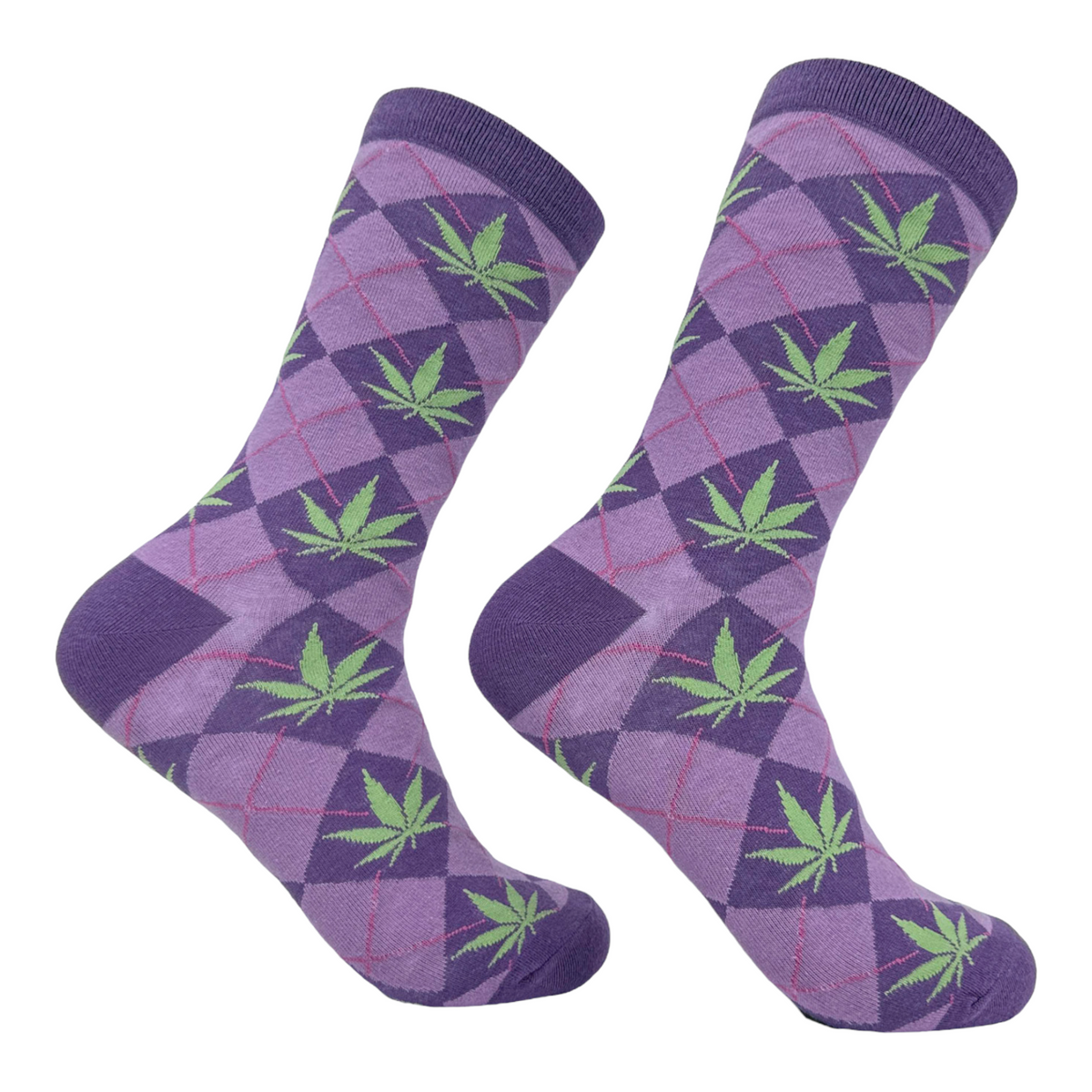 Funny Purple - WEED Women&#39;s Argyle Weed Sock Nerdy 420 retro Tee