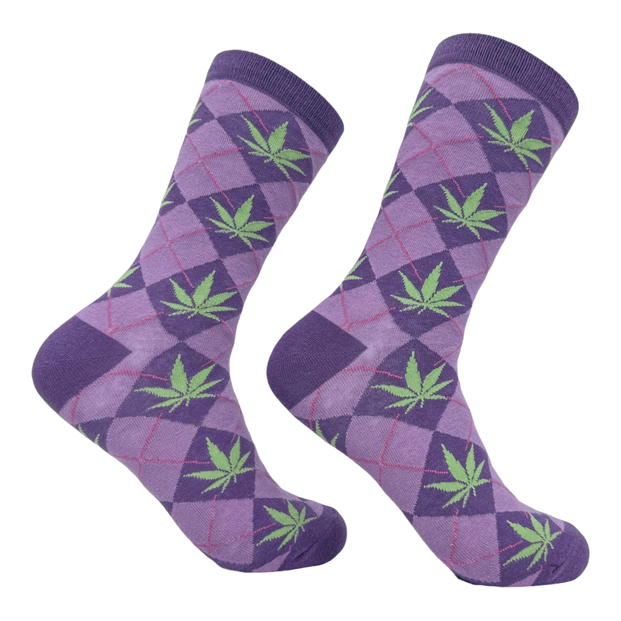 Funny Purple - WEED Women's Argyle Weed Sock Nerdy 420 retro Tee