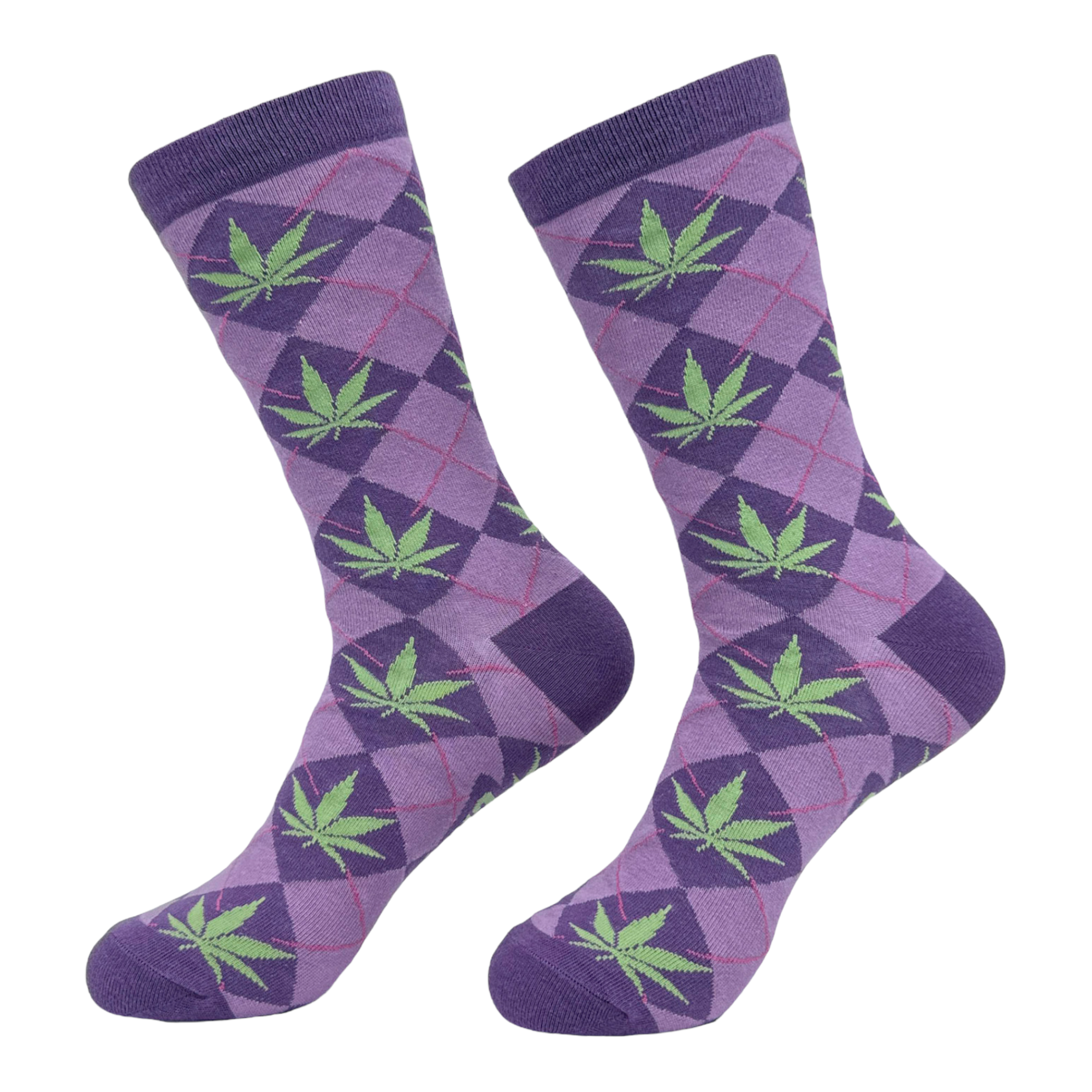 Funny Purple - WEED Women's Argyle Weed Sock Nerdy 420 retro Tee