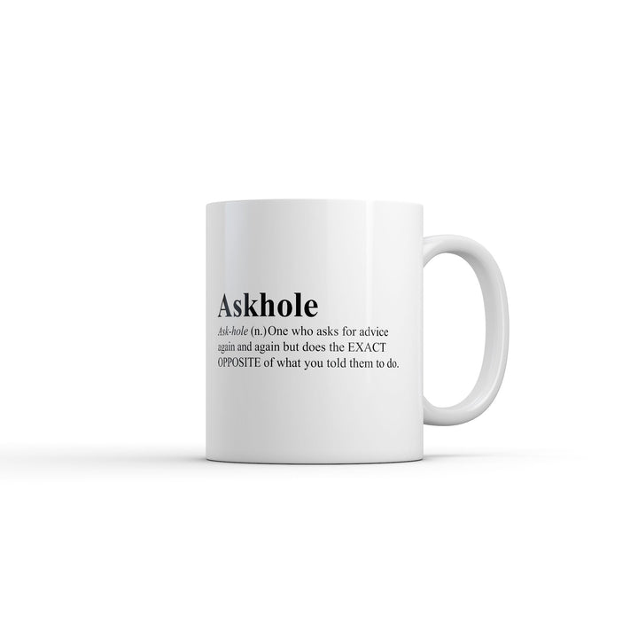 Funny White Askhole Definition Coffee Mug Nerdy Offensive Tee