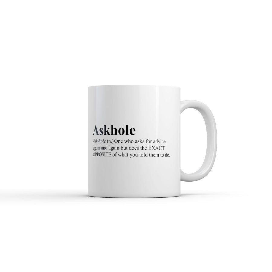 Funny White Askhole Definition Coffee Mug Nerdy Offensive Tee