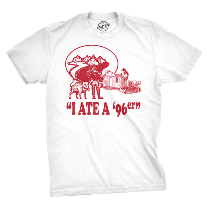 Funny White Ate A 96er Mens T Shirt Nerdy TV & Movies camping Tee
