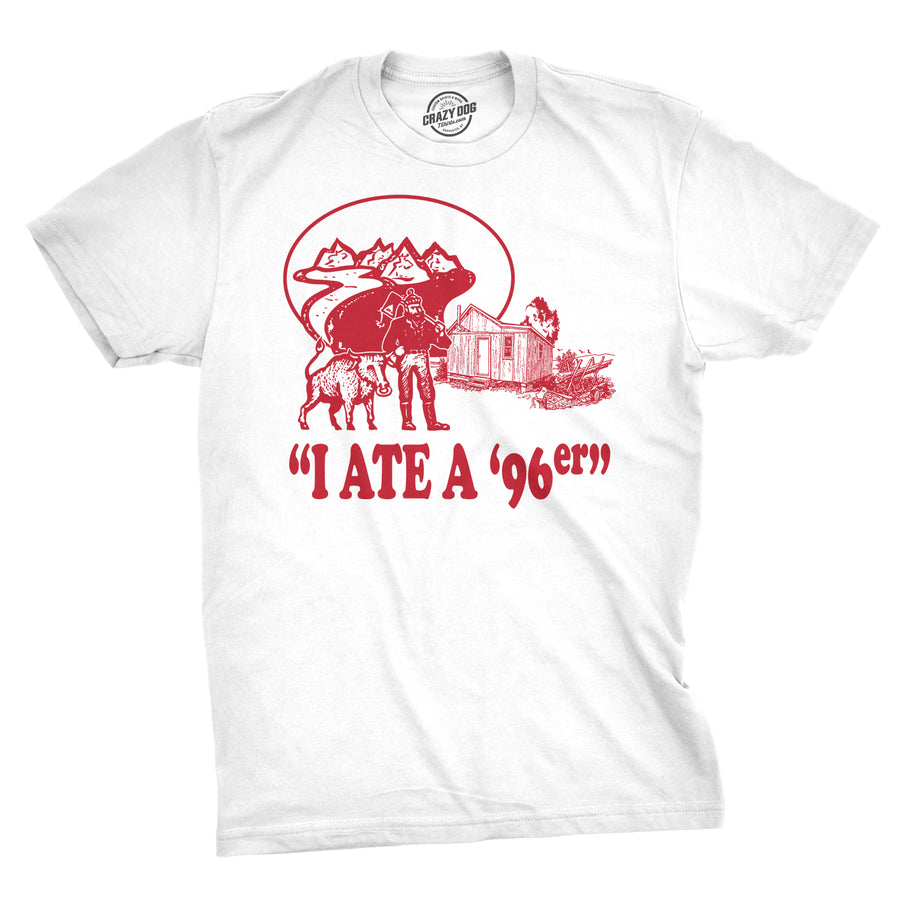 Funny White Ate A 96er Mens T Shirt Nerdy TV & Movies camping Tee