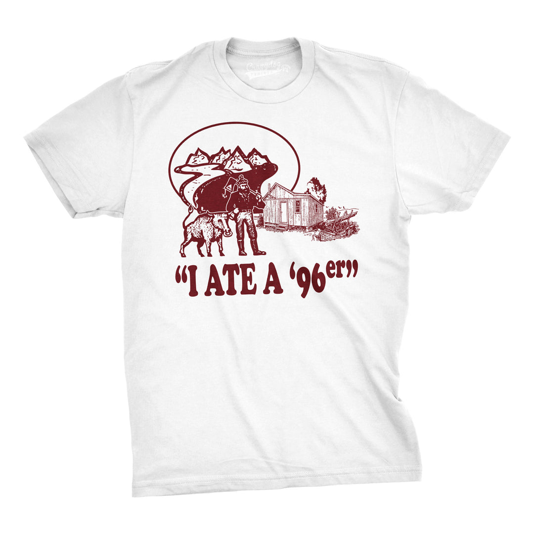 Funny White Ate A 96er Mens T Shirt Nerdy TV & Movies camping Tee