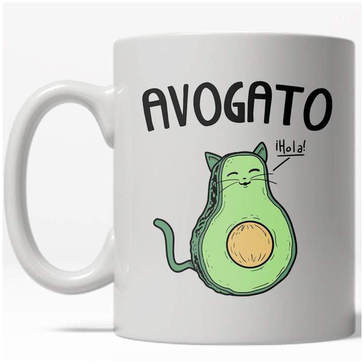 Funny White Avogato Coffee Mug Nerdy cinco de mayo cat food Tee