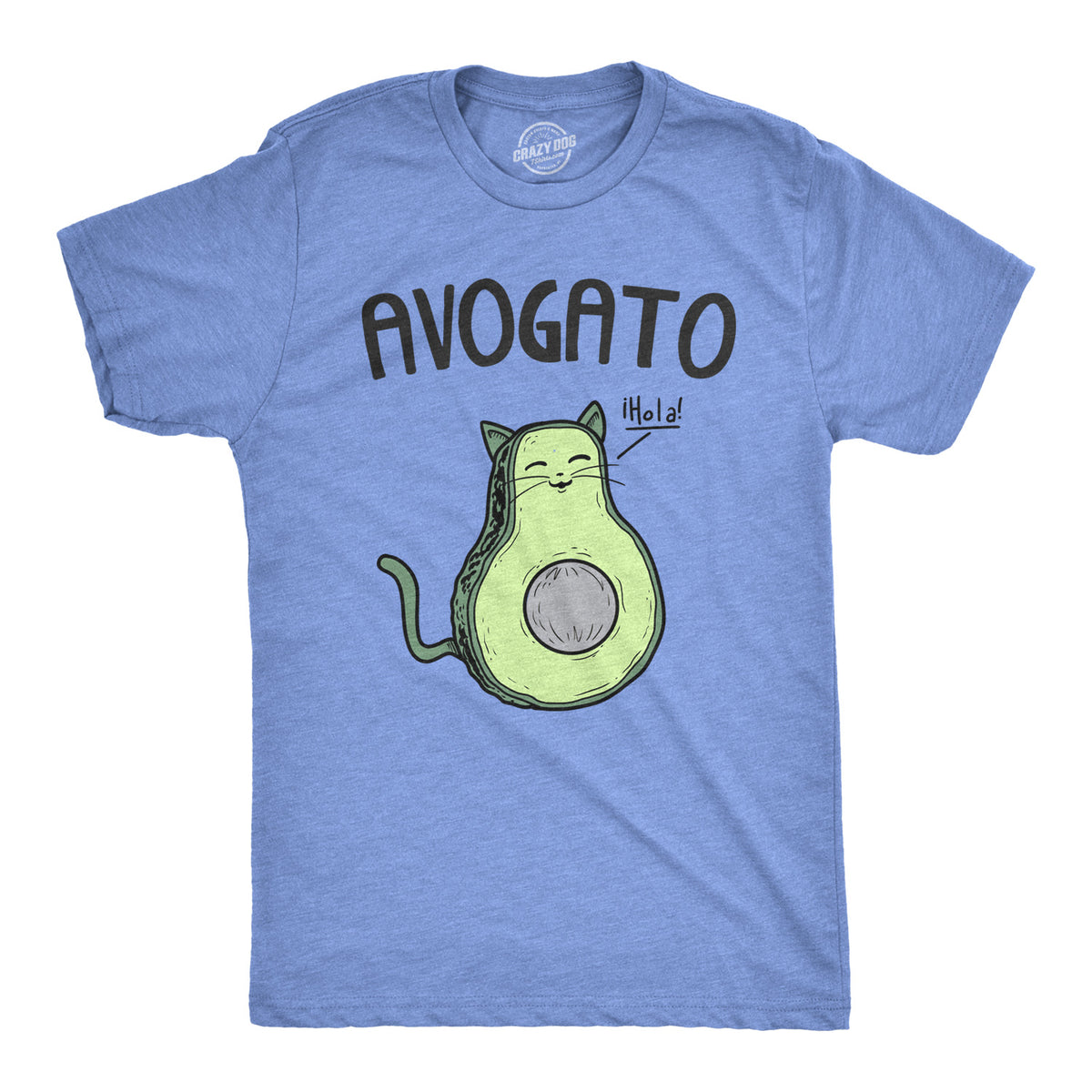 Funny Heather Light Blue Avogato Mens T Shirt Nerdy Cinco De Mayo Cat Food Tee