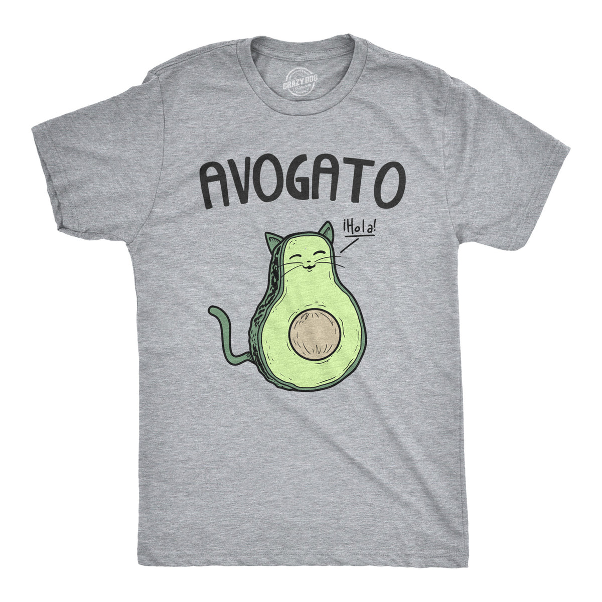 Funny Light Heather Grey Avogato Mens T Shirt Nerdy Cinco De Mayo Cat Food Tee