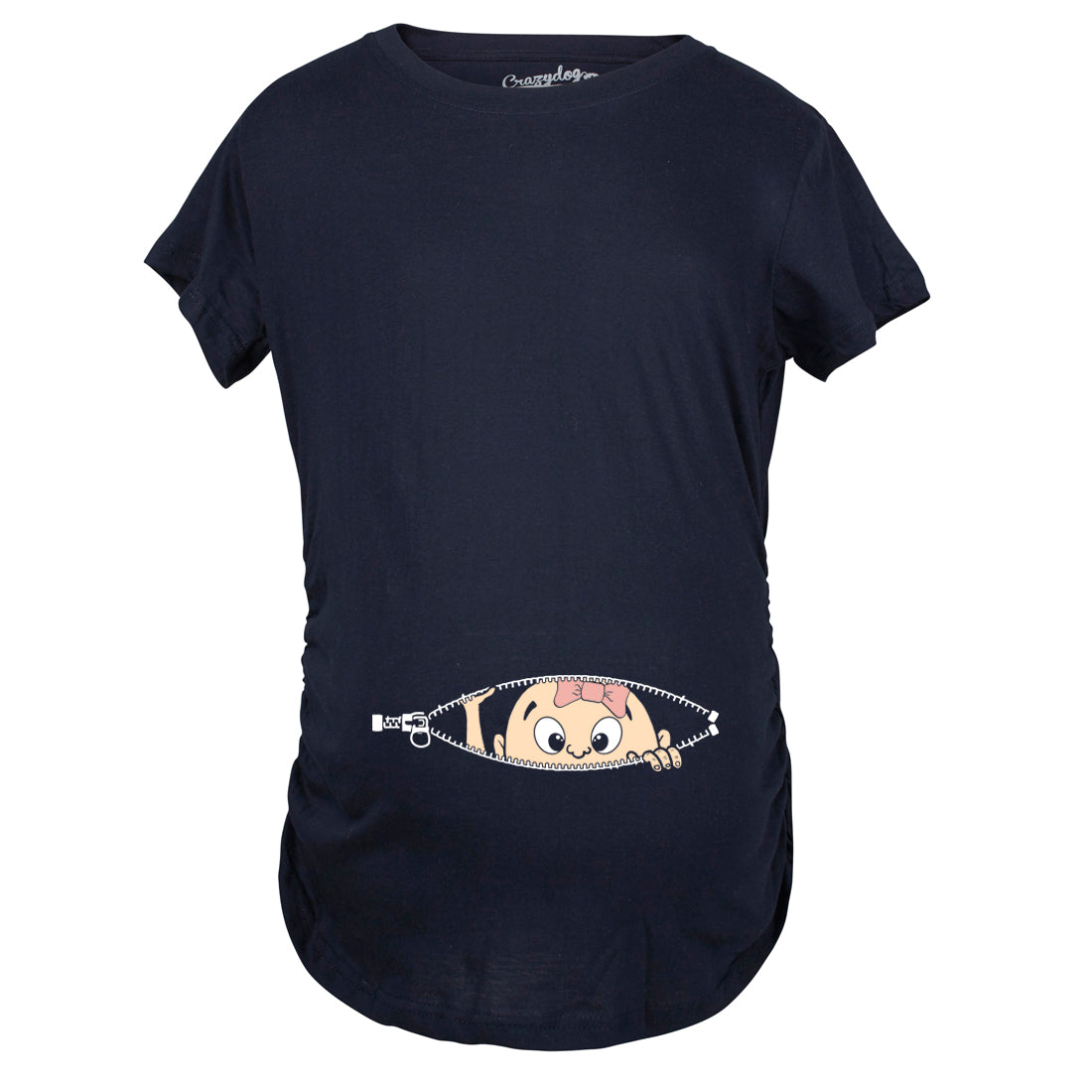 Funny Navy Peeking Caucasian Baby Girl Maternity T Shirt Nerdy Peeking Tee