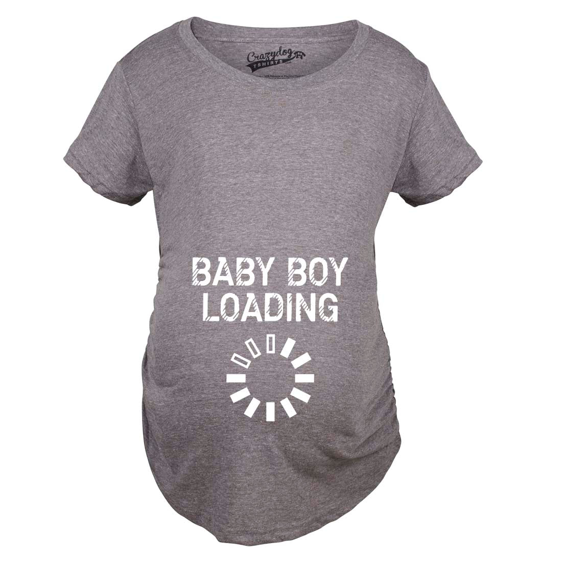 Funny Dark Heather Grey Baby Boy Loading Maternity T Shirt Nerdy Nerdy Tee