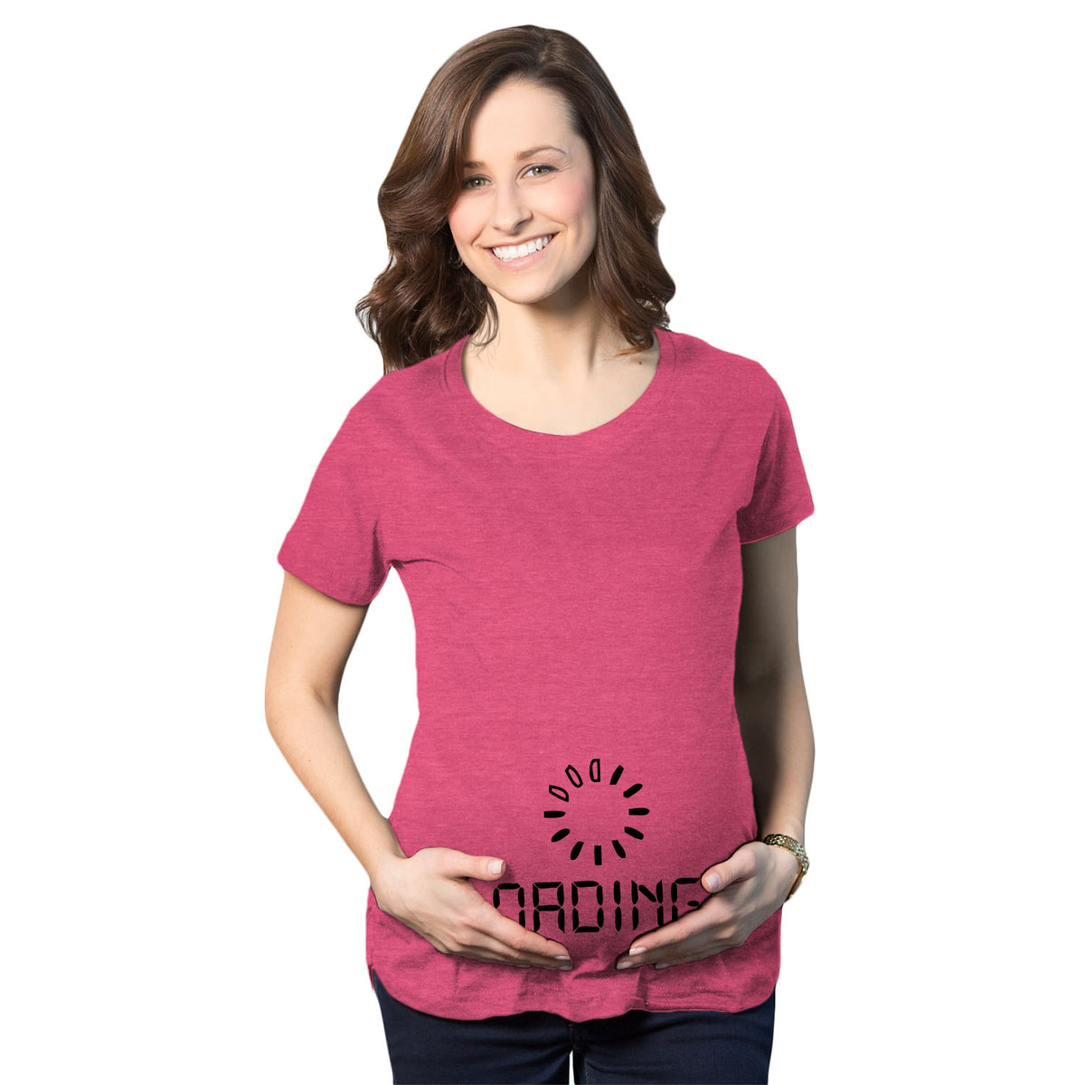 Funny Pink Baby Loading Maternity T Shirt Nerdy internet Tee