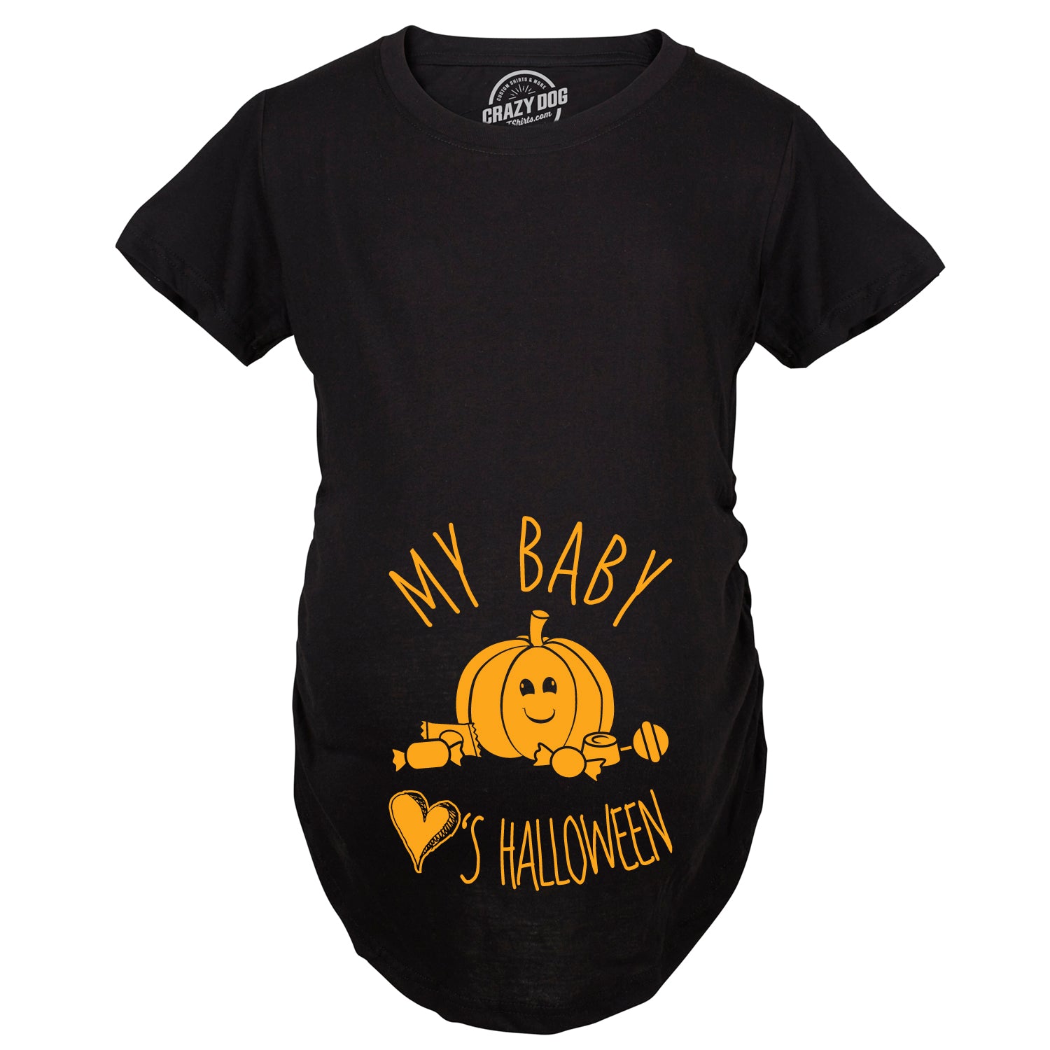Funny Black My Baby Loves Halloween Maternity T Shirt Nerdy Halloween Tee