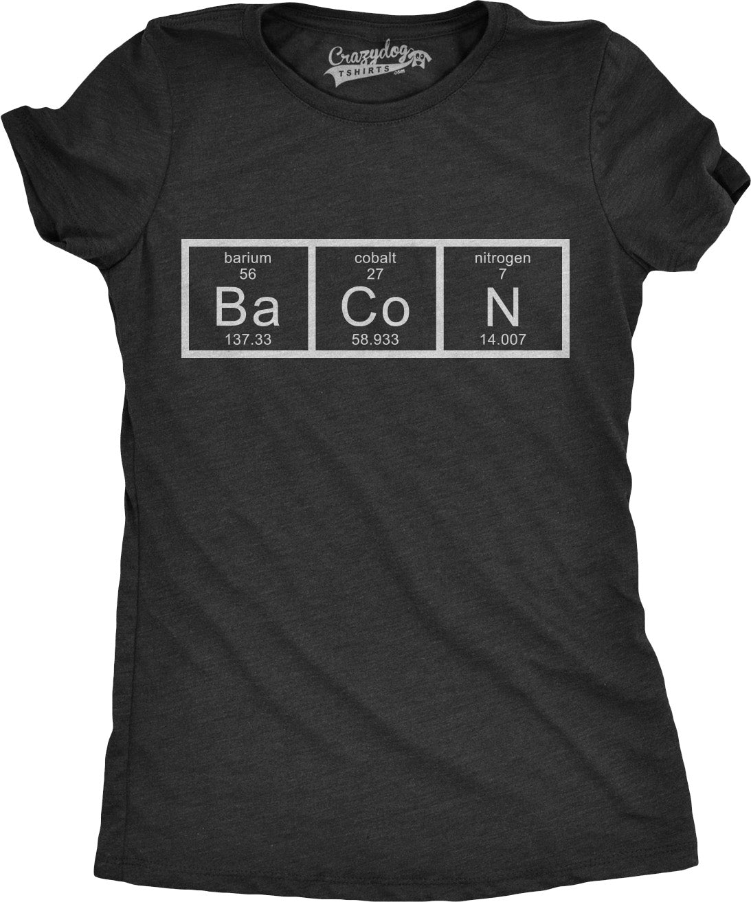 Funny Black Chemistry Of Bacon Womens T Shirt Nerdy Science Food Tee