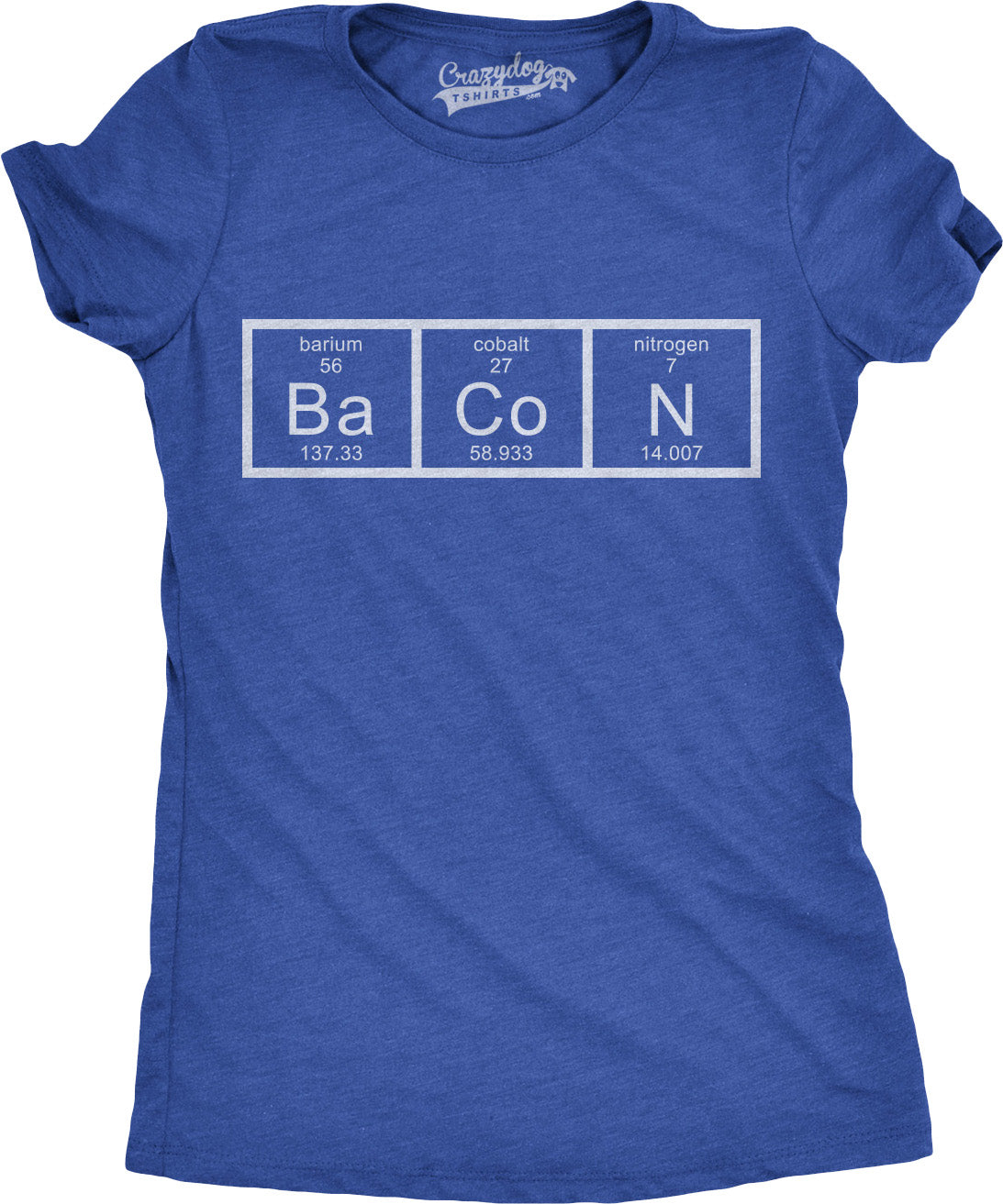 Funny Blue Chemistry Of Bacon Womens T Shirt Nerdy Science Food Tee