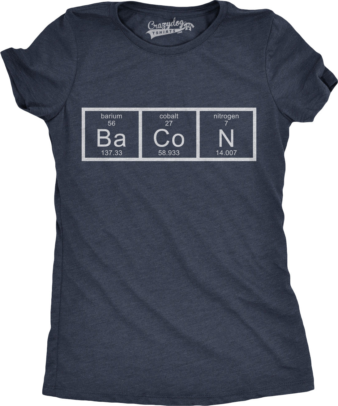 Funny Navy Chemistry Of Bacon Womens T Shirt Nerdy Science Food Tee