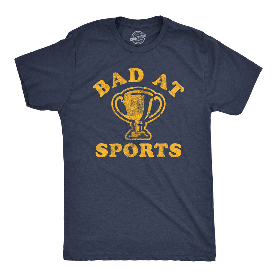 Funny Heather Navy - Bad At Sports Bad At Sports Mens T Shirt Nerdy football soccer Tee