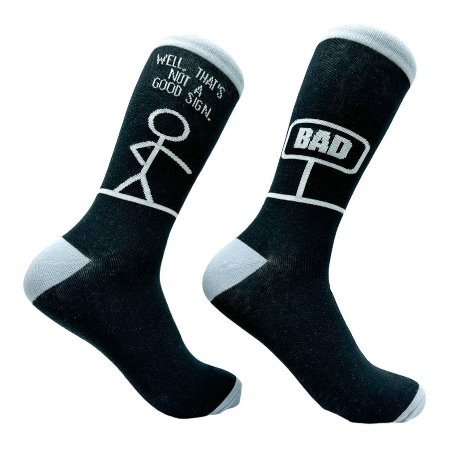 Funny Black - SIGN Men's Bad Sign Sock Nerdy Sarcastic Tee