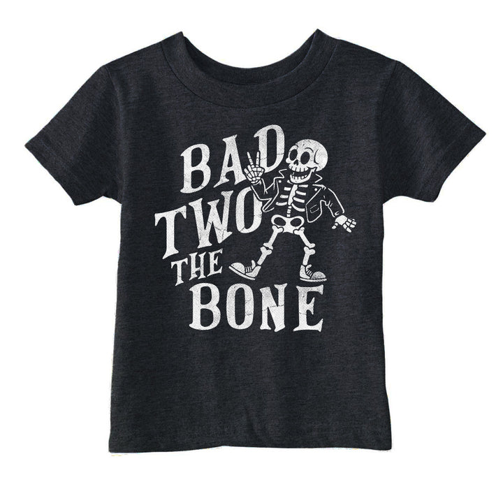 Funny Heather Black - Bad 2 The Bone Bad 2 The Bone Toddler T Shirt Nerdy Halloween Tee