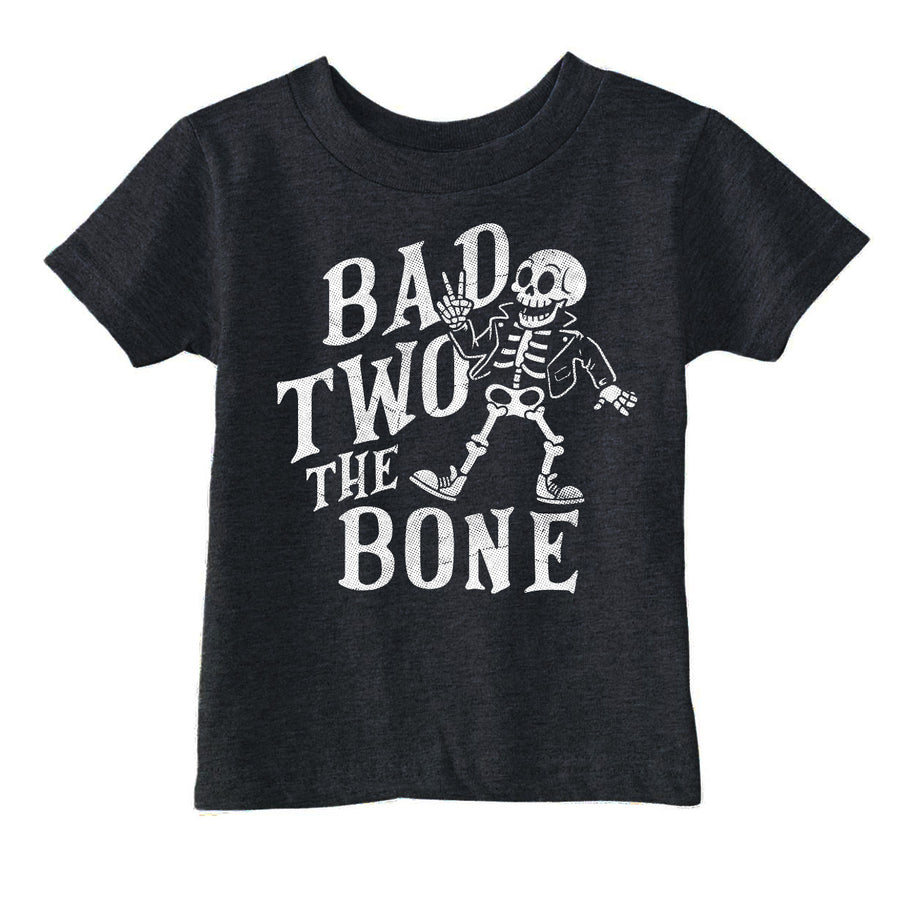 Funny Heather Black - Bad 2 The Bone Bad 2 The Bone Toddler T Shirt Nerdy Halloween Tee