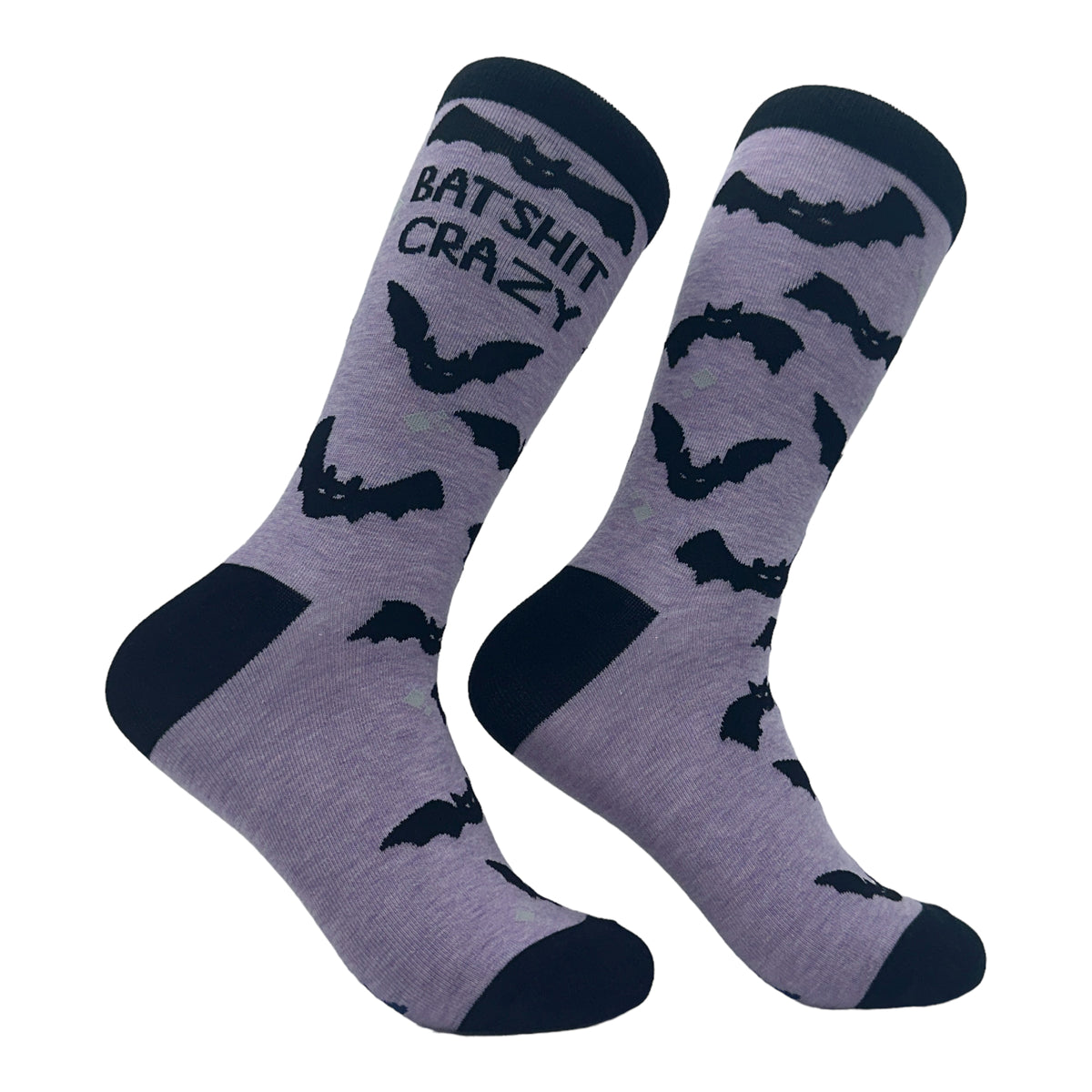 Funny Purple - Bat Shit Women&#39;s Bat Shit Crazy Sock Nerdy Halloween Sarcastic Tee