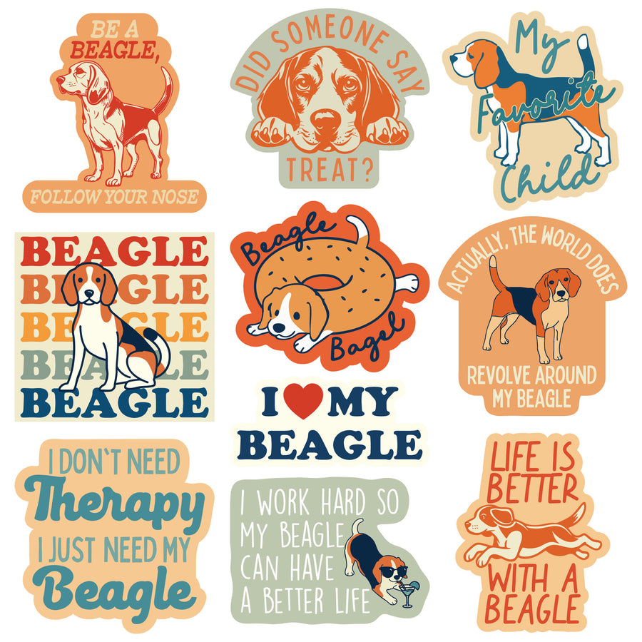 Funny Multi - Beagle Beagle Stickers Nerdy dog Tee
