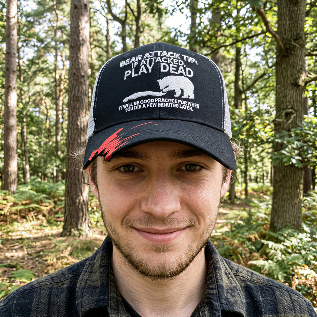 Bear Attack Tip If Attacked Play Dead Hat