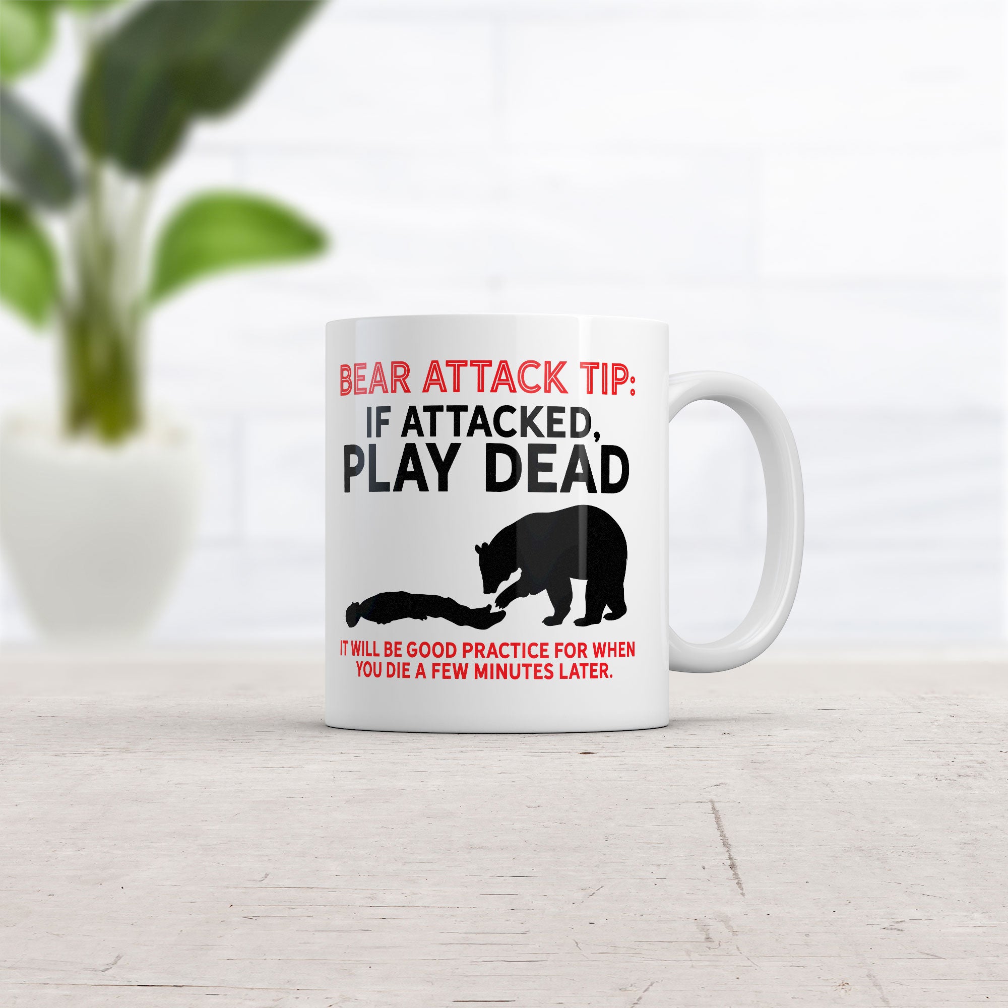 Funny White Bear Attack Tip Coffee Mug Nerdy sarcastic animal Tee