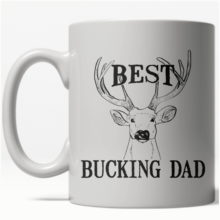 Funny White Best Bucking Dad Coffee Mug Nerdy hunting Tee