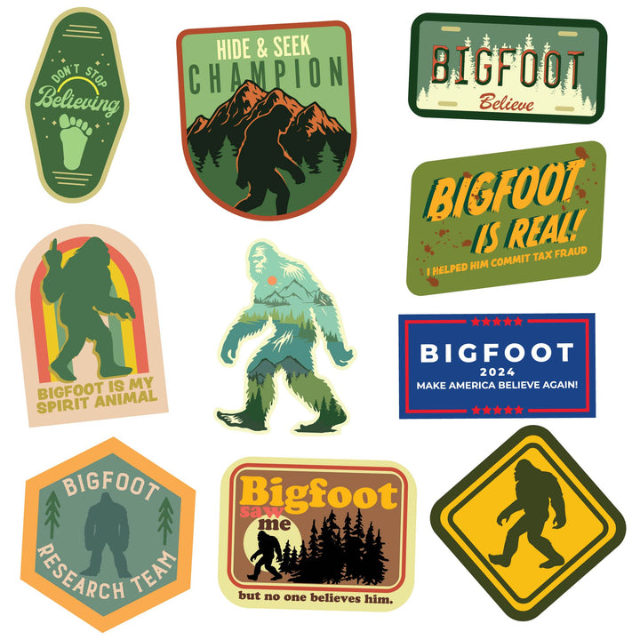 Funny Multi Bigfoot Stickers Nerdy sarcastic Tee