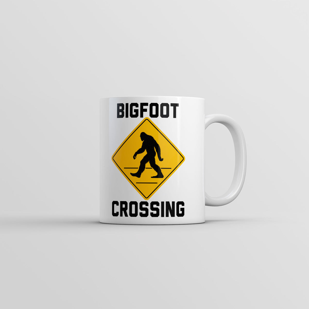 Funny White Bigfoot Crossing Coffee Mug Nerdy sarcastic Tee