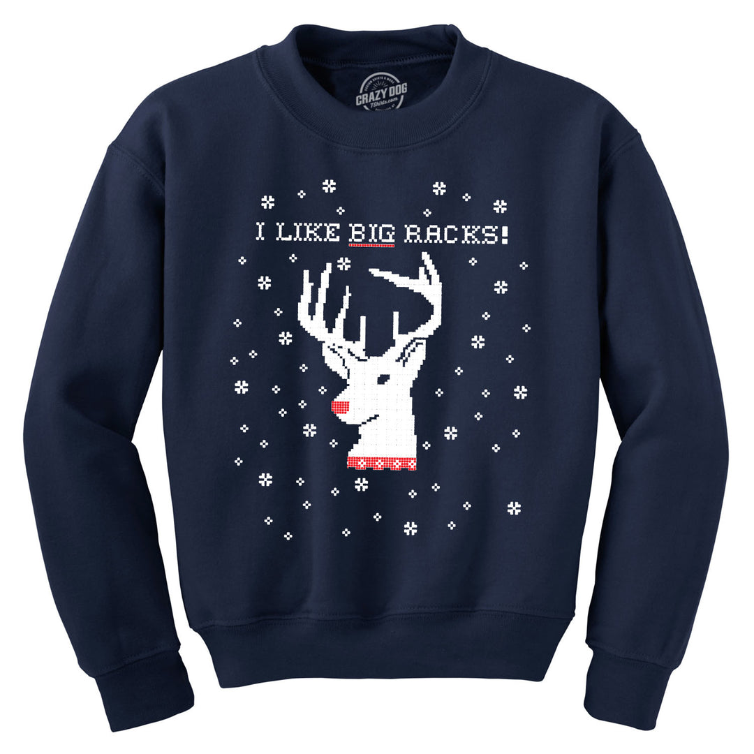 Funny Navy I Like Big Racks Sweatshirt Nerdy Christmas Hunting Ugly Sweater Tee