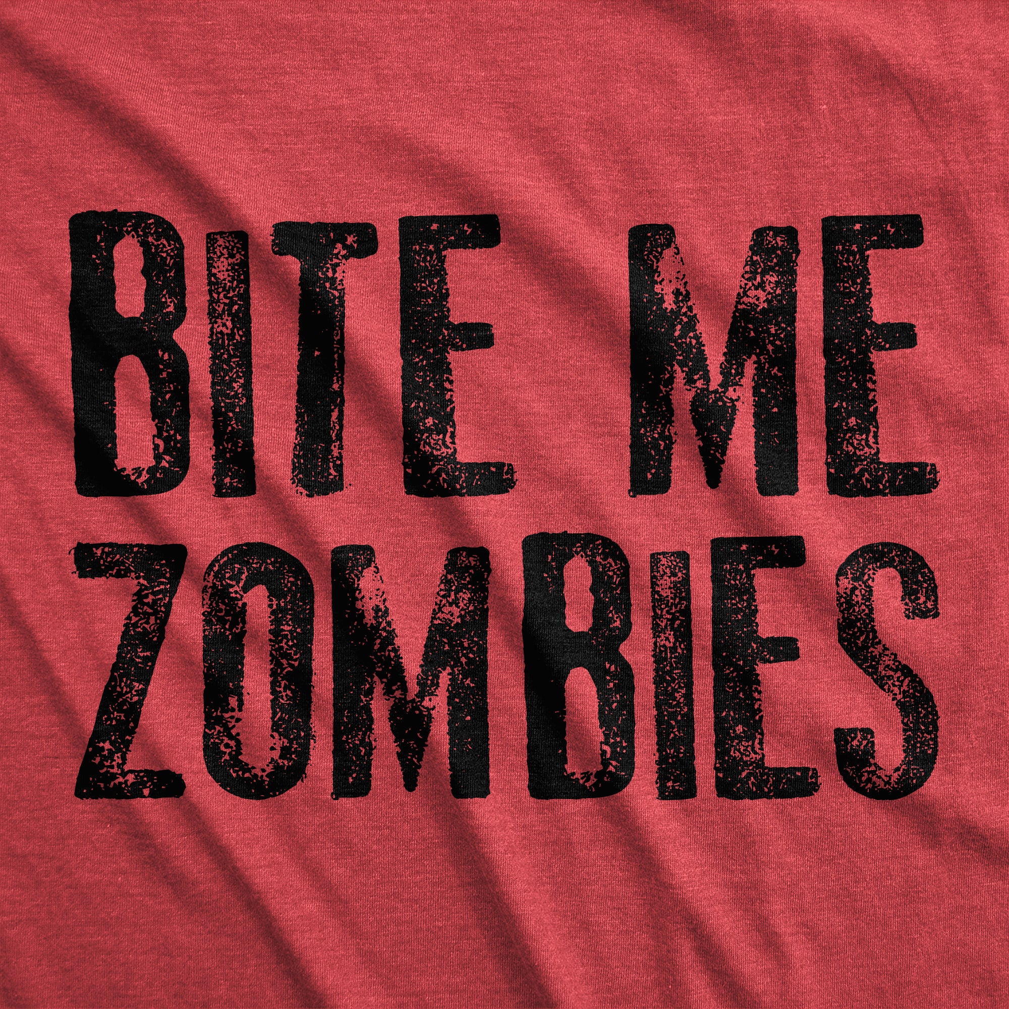 Funny Heather Red - Bite Me Bite Me Zombies Mens T Shirt Nerdy Halloween Zombie Tee