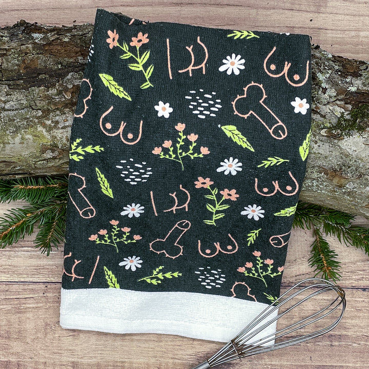 Boobs And Flowers Tea Towels Tea Towel