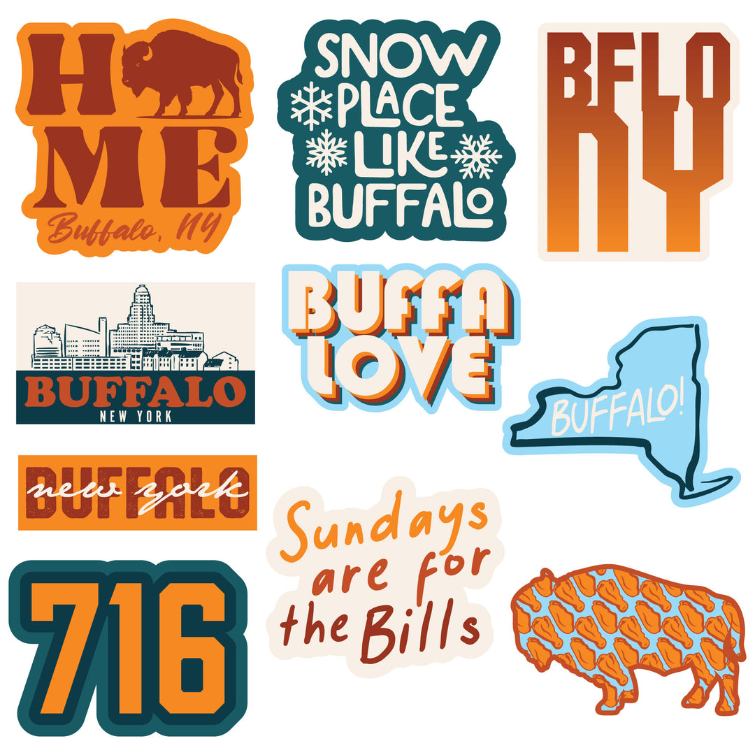 Funny Multi - Buffalo Buffalo Stickers Nerdy football hockey Tee