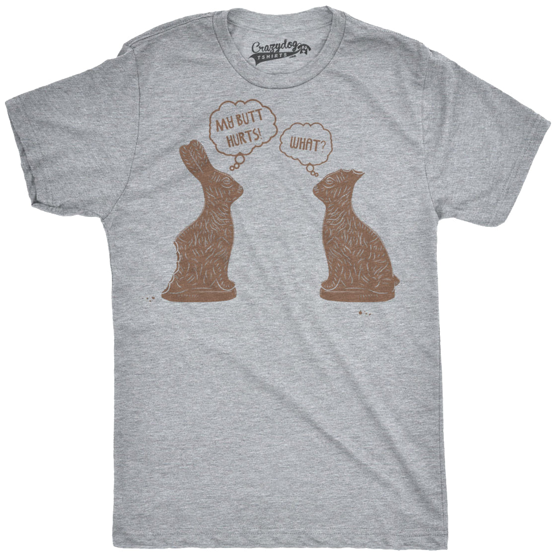 Funny Light Heather Grey My Butt Hurts Mens T Shirt Nerdy Easter Sarcastic Tee
