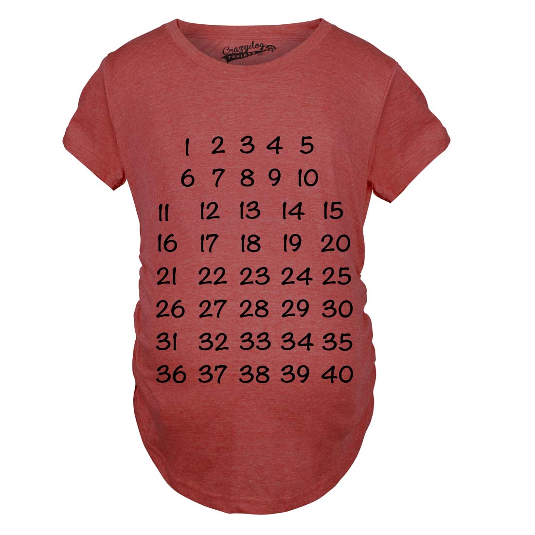 Funny Heather Red Calendar Countdown Maternity T Shirt Nerdy Tee