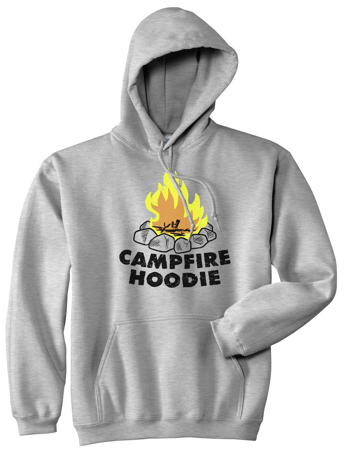 Funny Light Heather Grey Campfire Hoodie Nerdy Camping Tee