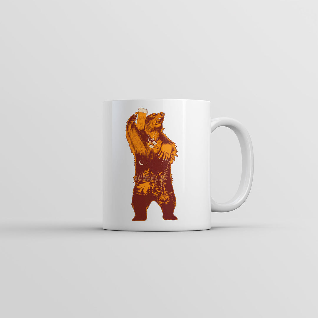 Funny White Camping Party Bear Coffee Mug Nerdy camping animal Drinking Tee