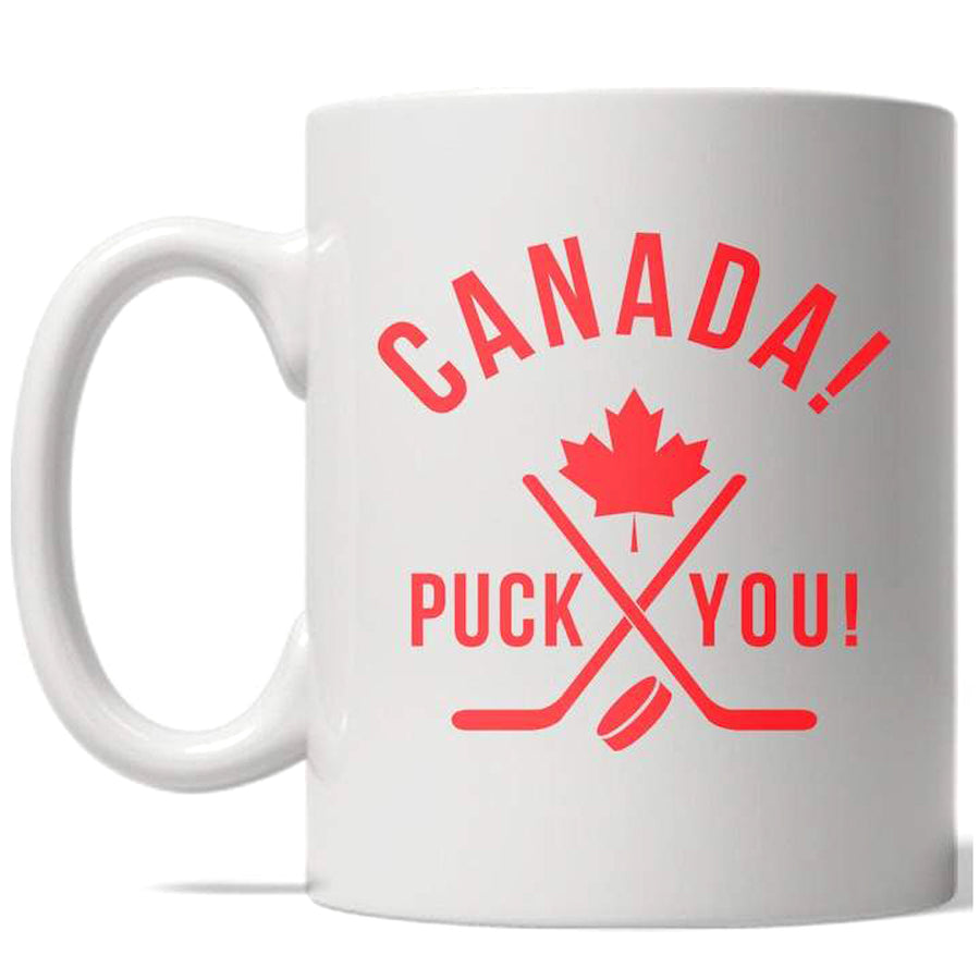Funny White Canada Puck You Coffee Mug Nerdy Canada Tee