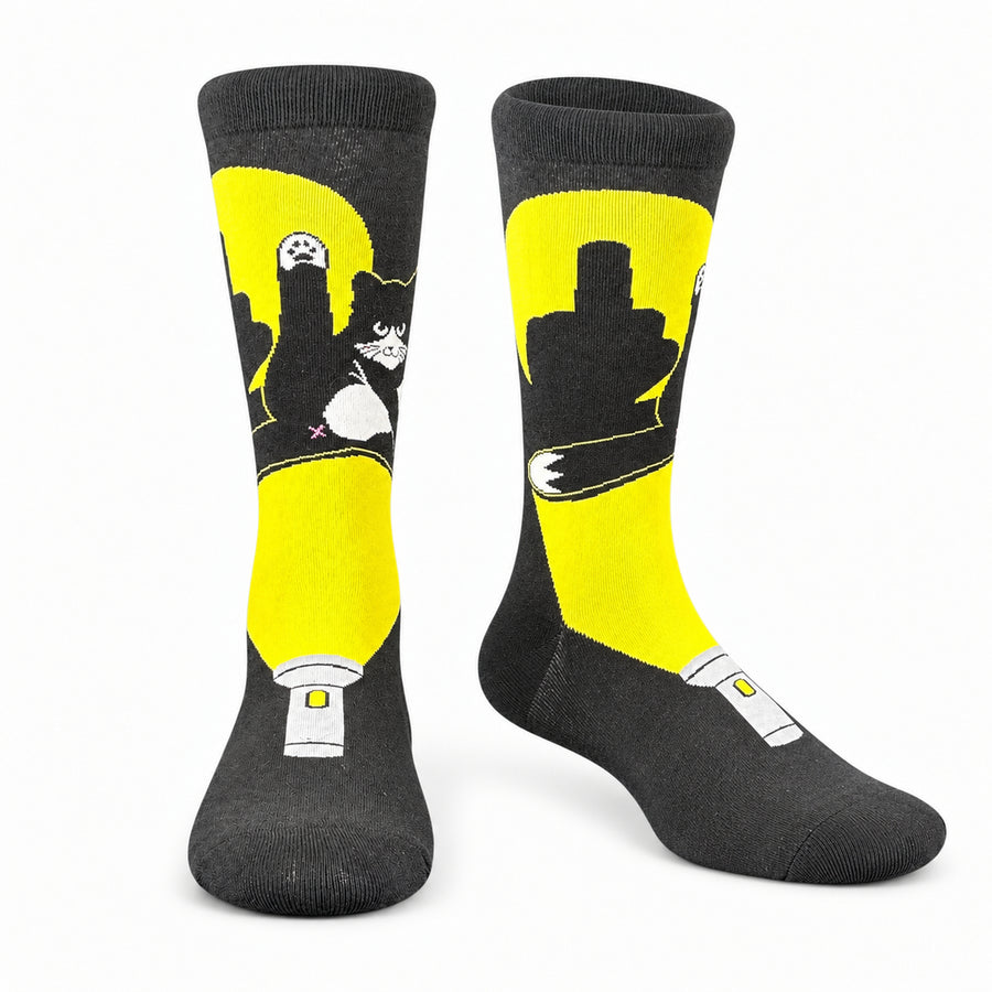 Funny Cat Shadow Cat Middle Finger Shadow Puppet Sock Nerdy Cat offensive Tee
