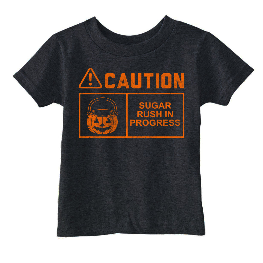 Funny Heather Black - Caution Sugar Rush Caution Sugar Rush In Progress Toddler T Shirt Nerdy Halloween Tee