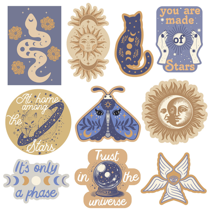 Funny Multi Celestial Stickers Nerdy space Tee