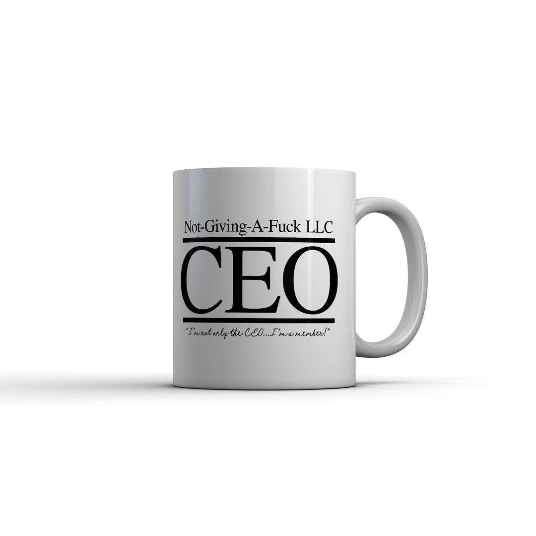 Funny White CEO Not Giving A Fuck LLC Coffee Mug Nerdy offensive office Tee